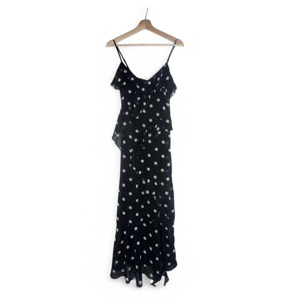 Mystic Moon Black Polka Dot Ruffle Maxi Dress from Red Dress Boutique